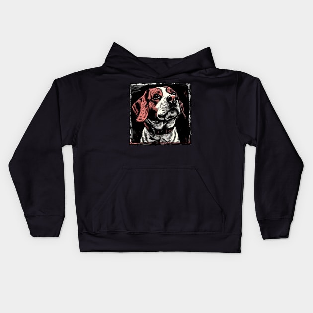 Retro Art Beagle Dog Lover Kids Hoodie by June Sixteen